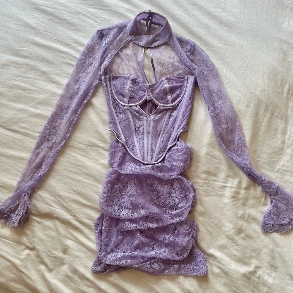 Elegant Lavender Lace Dress